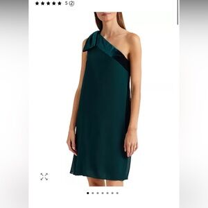 Lauren Ralph Lauren Chiffon & Velvet One Shoulder Cocktail Dress
